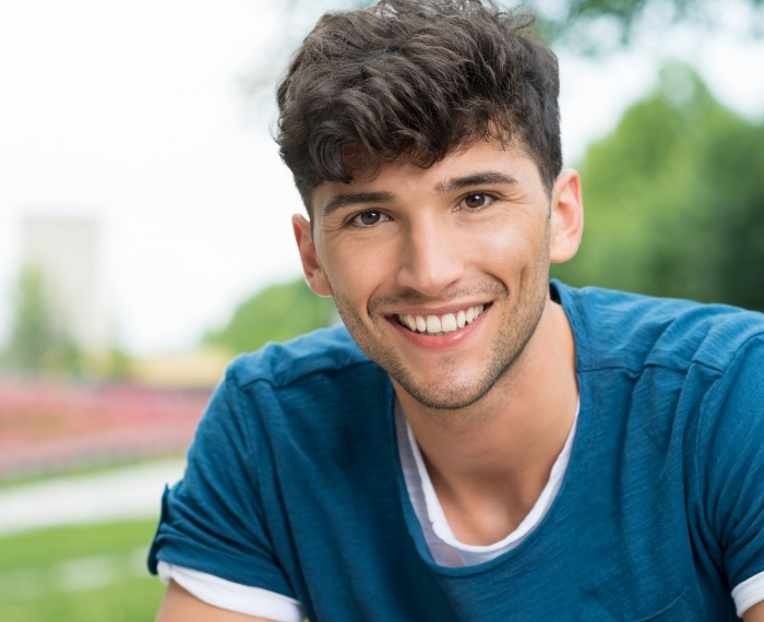 Teenage boy smiling after visiting dentist for teens in Pleasanton