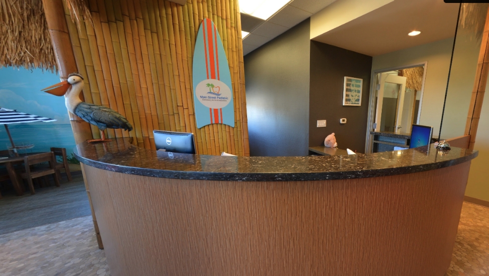 Reception desk in dental office