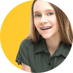 Teenage girl with braces smiling